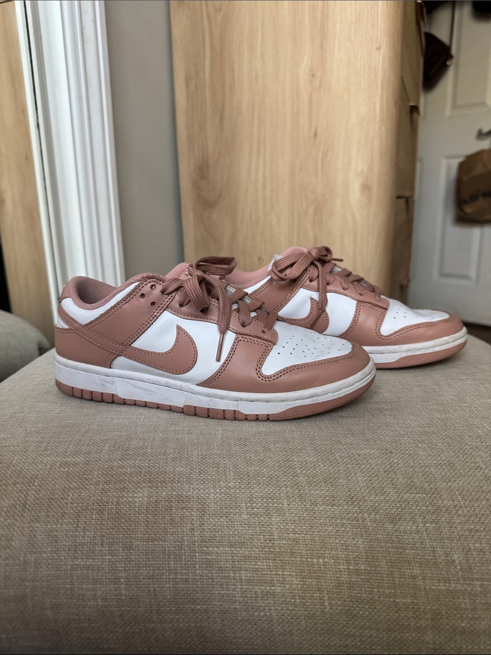 Nike Dunk Women's Low-Top Sneakers in Dusty Rose and White